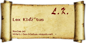 Lex Klétus névjegykártya